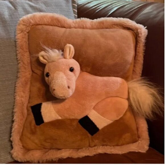 𝅺VINTAGE Plush 3D Equine Pillow - 12x12" - Picture 3 of 3